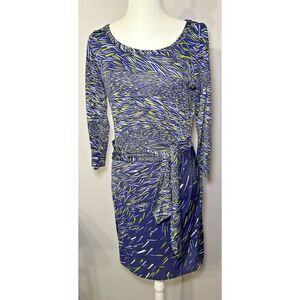 Diane von Furstenberg for‎ Neiman Marcus 100% Silk Dress Size 4 Navy Multicolor